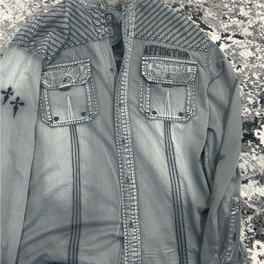 Affliction Charcoal Embroidered Shirt
